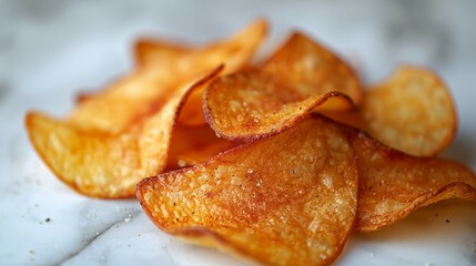 A stack of potato chips sitting on a kitchen counter