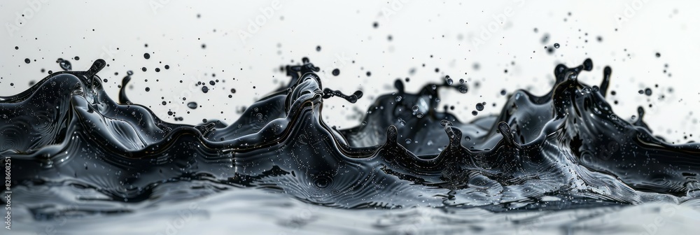 Poster a group of water droplets splashing and colliding on top of each other in dynamic motion