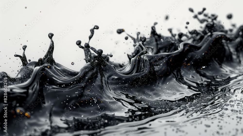 Poster A dynamic scene of cascading water splashes colliding and intermingling in a captivating display of motion and energy