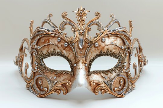 A masquerade mask embellished with luxurious jewels and exquisite pearls