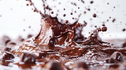 Fototapeta premium Close up shot of chocolate splashing into water