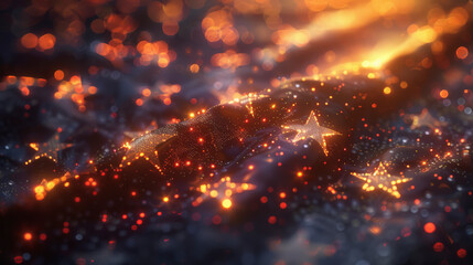 Obraz premium 4th of july : Glowing stars and shimmering lights create a magical, abstract scene with a dreamy, cosmic atmosphere, evoking a sense of wonder and mystery.