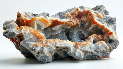 Obraz premium A single rock resting on a plain white surface, contrasting with the stark background