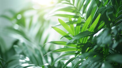 Fototapeta premium Detailed view of lush green plant leaves up close