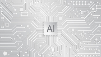 Artificial intelligence technology CPU chipset with print circuit board, Technology concept design, Machine learning. Vector illustration for banner and web template. Abstract background.