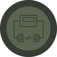 Defibrillator Line Green Circle Icon