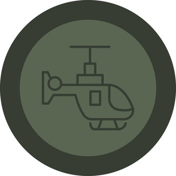 Helicopter Line Green Circle Icon