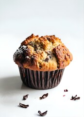 muffin with chocolate on a white background