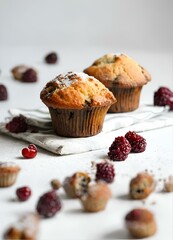 blueberry muffins on table