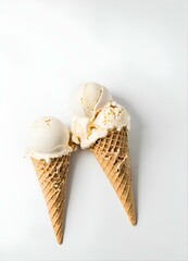 two ice cream cones on a white background