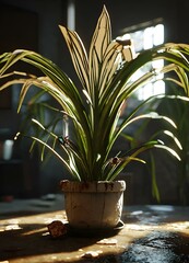 a green plant in apot