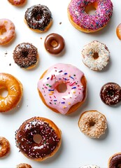 donuts on a white background