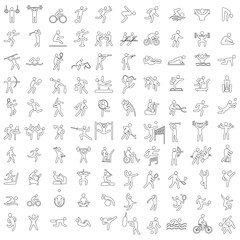 Sports icon set. Shapes Sports, Sports icon collection, Active lifestyle people and icon set, runners active lifestyle icons.