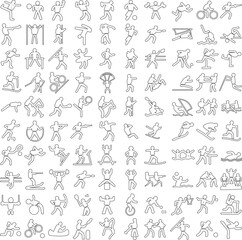 Sports icon set. Shapes Sports, Sports icon collection, Active lifestyle people and icon set, runners active lifestyle icons.