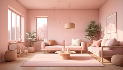 Fototapeta premium Photo interior modern design room 3D illustration