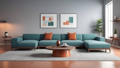 Photo interior modern design room 3D illustration
