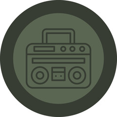 Boom Box Line Green Circle Icon