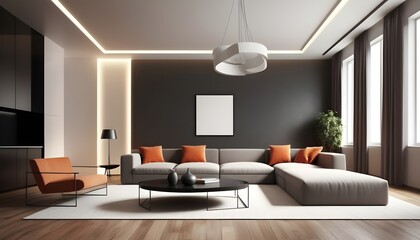 Photo interior modern design room 3D illustration