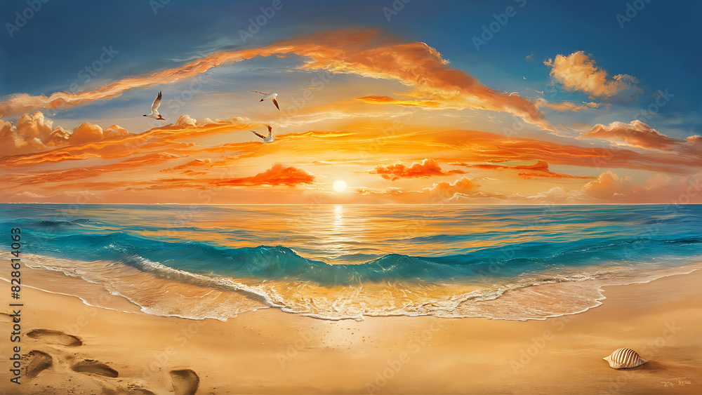 Wall mural sunset over the sea - Wall murals