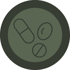 Capsules Line Green Circle Icon