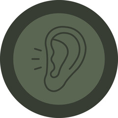 Ear Line Green Circle Icon