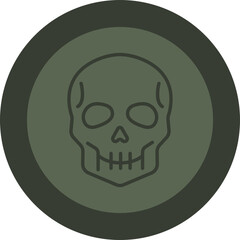 Skull Line Green Circle Icon