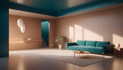 Photo interior modern design room 3D illustration