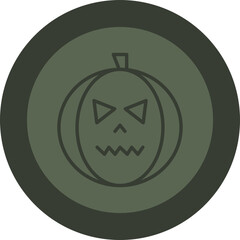 Pumpkin Line Green Circle Icon