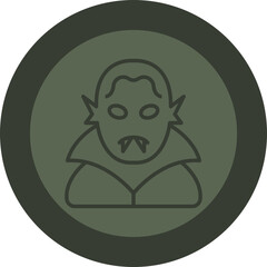 Vampire Line Green Circle Icon