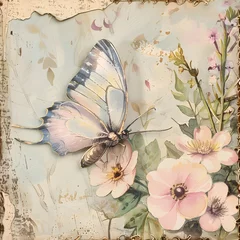 vintage background with butterflies