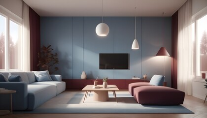 Photo interior modern design room 3D illustration