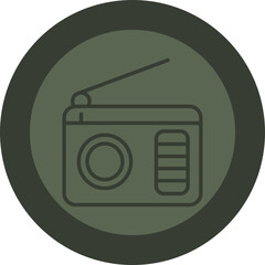 Radio Line Green Circle Icon