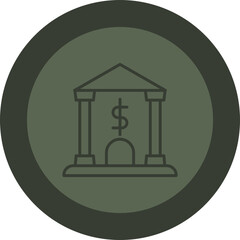 Bank Line Green Circle Icon