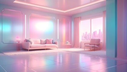 Photo interior modern design room 3D illustration