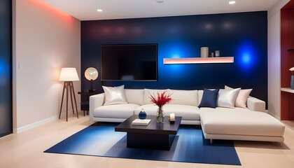 Photo interior modern design room 3D illustration