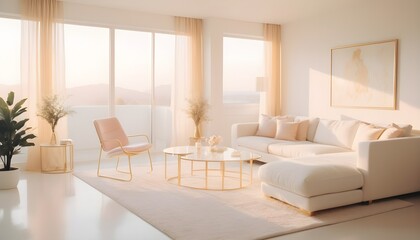 Photo interior modern design room 3D illustration