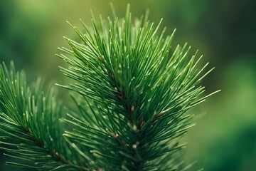 Pine Needle Close-up, Lush Green Texture, Botanical Detail, Macro Photography, Nature Background, Evergreen Foliage, High Resolution, Captivating Plant Image