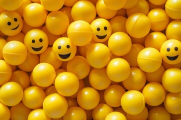 Cheerful Yellow Smiley Face Balls Collection. World Emoji Day