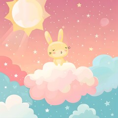 Fototapeta premium easter bunny in the clouds