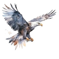 Obraz premium Flying eagle prey bird illustration, isolated on white