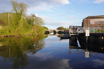Fototapeta premium View of the river and the old bridge 