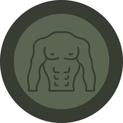 Body Builder Line Green Circle Icon