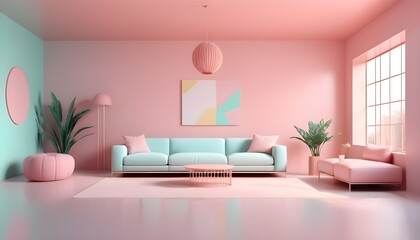 Photo interior modern design room 3D illustration