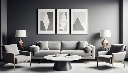 Photo interior modern design room 3D illustration