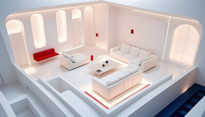 Photo interior modern design room 3D illustration