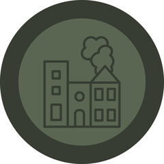 Factory Line Green Circle Icon