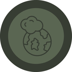 Earth Line Green Circle Icon