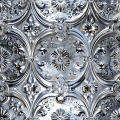 Antique embossed silver texture, seamless tile pattern