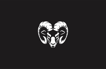 Naklejka premium Head goat logo style icon design template flat vector
