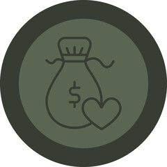 Money Bag Line Green Circle Icon